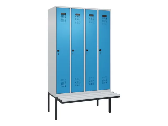 locker met bank,voor scheiding van kleding,HxBxD 2120x1200x815mm,4vak