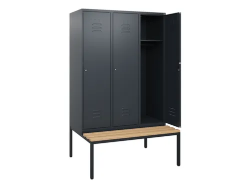 locker met bank,HxBxD 1950x1200x815mm,3vak,vak B 400mm,cil.-slot