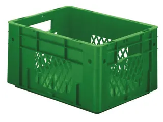 Euronorm Stapelkrat Groen 210x400x300mm 17.5l Opengewerkt/Bodem Gesl. - 1
