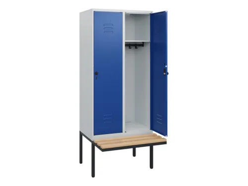 locker met bank,HxBxD 1950x800x815mm,2vak,vak B 400mm,draaigrendel