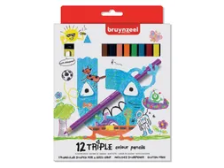 Kleurpotloden Bruynzeel Kids Triple assorti 12 stuks