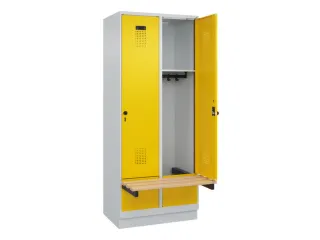 locker met bank,HxBxD 1950x800x815mm,2vak,vak B 400mm,draaigrendel - 1