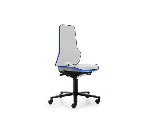 Modulaire Draaistoel 450-620mmx470mm Blauw Voetkruis Zwart Wielen