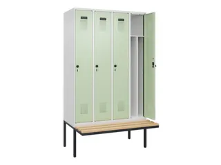 locker met bank,voor scheiding van kleding,HxBxD 2120x1200x815mm,4vak - 1