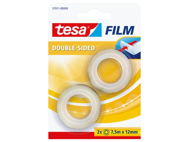 Plakband Tesa 57911 dubbelzijdig 12mmx7.5m 2 rollen
