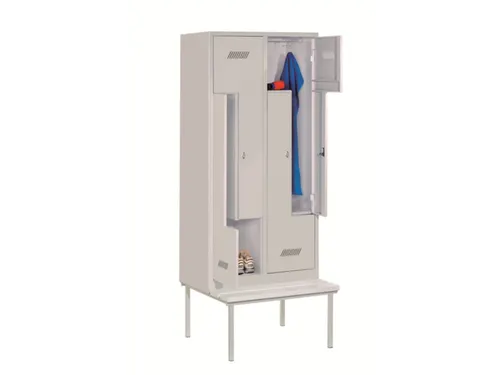 Z-garderobekast,HxBxD 2100x800x800mm,vak B 400mm,RAL7035,front RAL5010