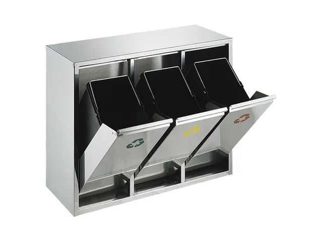 Recycling afvalbak 3x 15 liter Mat RVS