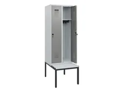 locker met bank,HxBxD 1950x600x815mm,2vak,vak B 300mm,draaigrendel