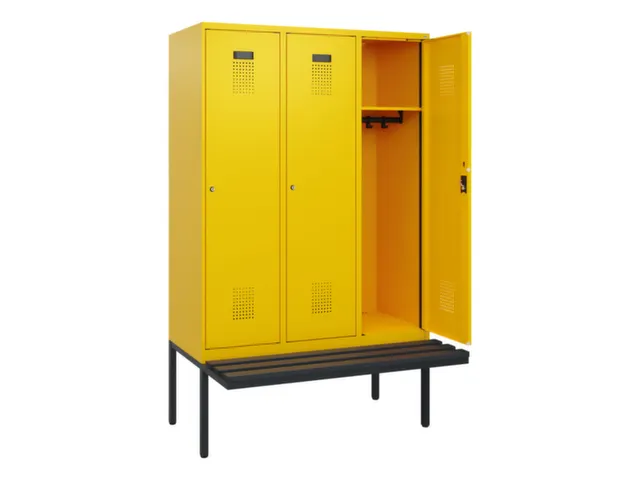 locker met bank,HxBxD 1950x1200x815mm,3vak,vak B 400mm,cilinderslot