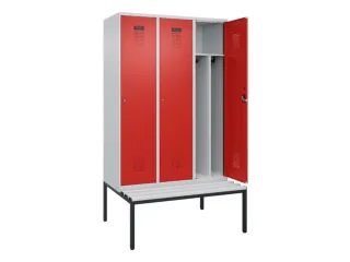 locker met bank,voor scheiding van kleding,HxBxD 2120x1200x815mm,3vak - 1