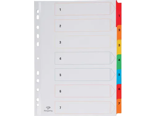 Tabblad karton A4 Assorti 7-delig 1-7 11-gaats