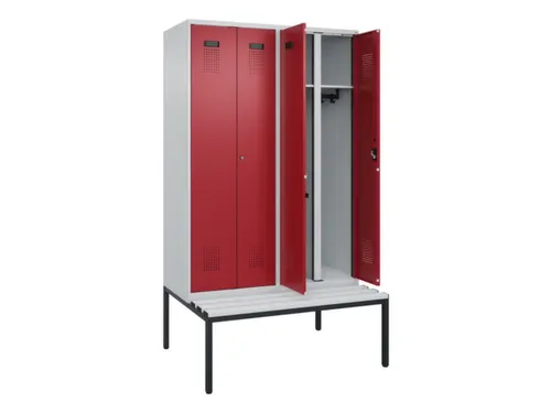 locker met bank,voor scheiding van kleding,HxBxD 2120x1200x815mm,4vak