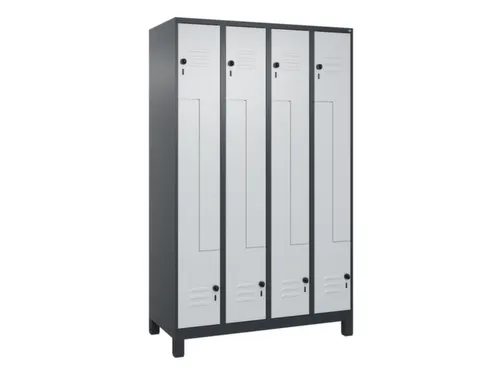Z-garderobekast,HxBxD 1950x1200x500mm,vak B 150/300mm,draaigrendel