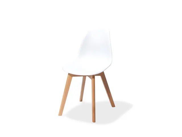 stapelstoel,4voeten lichtbruin,zitschaal PP wit