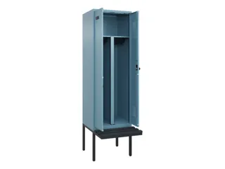 PBM-locker met bank,HxBxD 2120x600x815mm,2vak,vak B 300mm,draaigrendel - 1