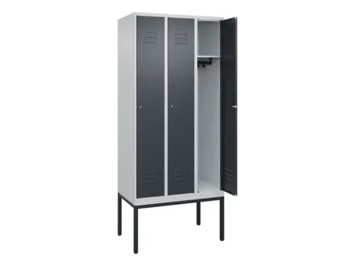locker,HxBxD 2120x900x500mm,3vak,vak B 300mm,cil.-slot,voetonderstel