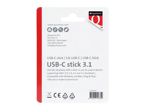 USB stick 3.1 Quantore USB-C 256GB zilver