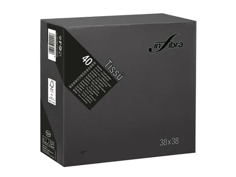 Infibra I-0464 P-to-P Servet 38x38cm 1/4 vouw 2-Laags Zwart 1440 Stuks