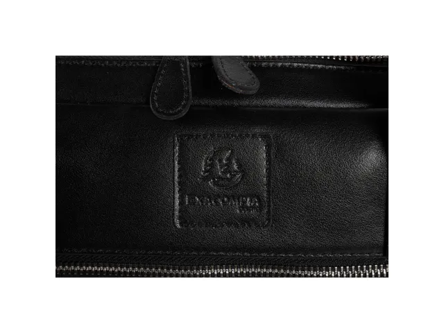 Computertas-dubbel E xactive zwart leder