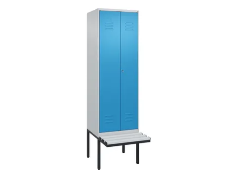 PBM-locker met bank,HxBxD 2120x600x815mm,2vak,vak B 300mm,cil.-slot