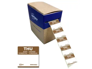 Etiket Avery HACCP donderdag bruin 25x25mm 1000 stuks - 1