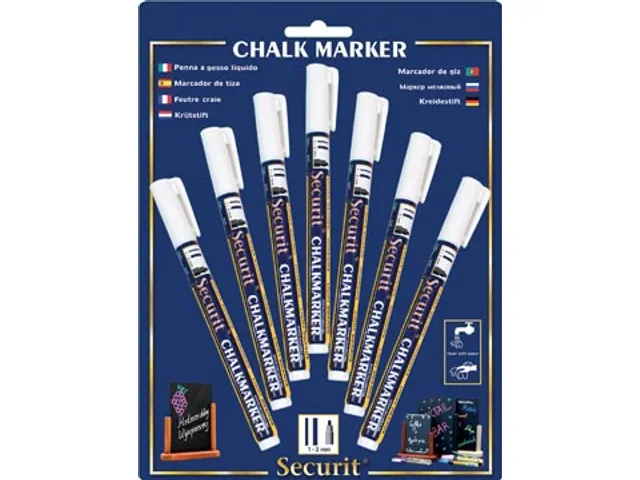 Securit Krijtmarker Small Wit, Blister Met 7 Stuks