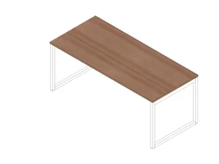 bureau,HxBxD 730x1800x800mm,blad canaletto-hout,sledeframe wit - 1