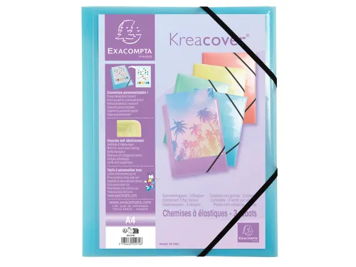 Elastomap Kreacover A4 3 Kleppen Assorti Pastel