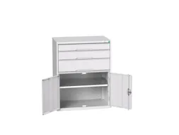 ladekast HxBxD 1000x800x550mm 3laden 2deuren RAL7035 front RAL7035