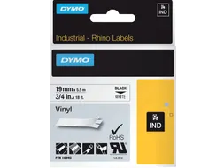 Labeltape Dymo Rhino 18445 vinyl 19mmx5.5m zwart op wit