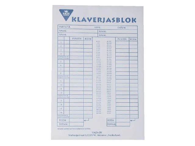 Scoreblok Klaverjas 50 vel