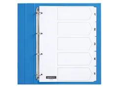 Tabbladen Quantore A4 4-gaats 1-5 genummerd wit karton