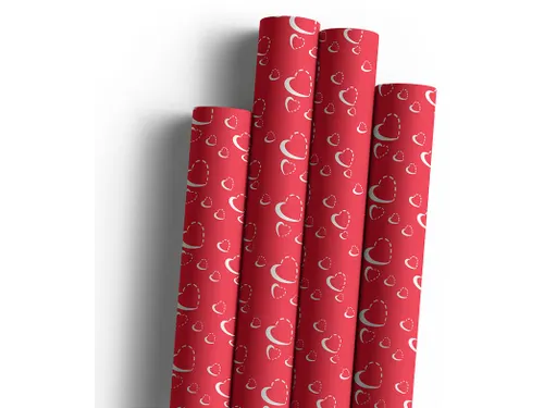 Geschenkpapier Silver Hearts 70 cm x 2 m