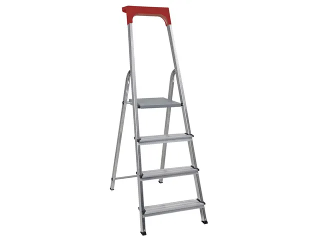 aluminium trapladder,eenzijdig,4treden,Stand H 0,78m,balk L 1,48m