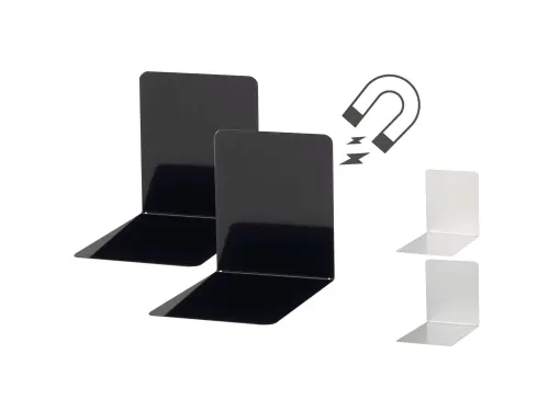Boekensteun MAUL staal magnetisch 14x12x14cm set 2 zwart