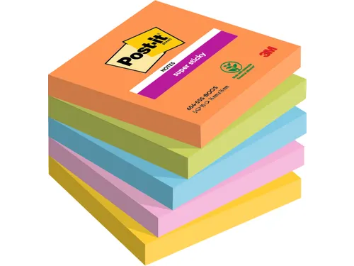 Memoblok 3M Post-it 654 Super Sticky 76x76mm BOOST 5x90vel