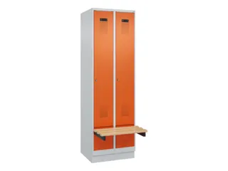 locker met bank,HxBxD 1950x600x815mm,2vak,vak B 300mm,cilinderslot - 2