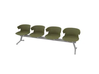 Wachtkamerbank 4Zittingen Kunststof Kuipen Groen Frame Antraciet - 2