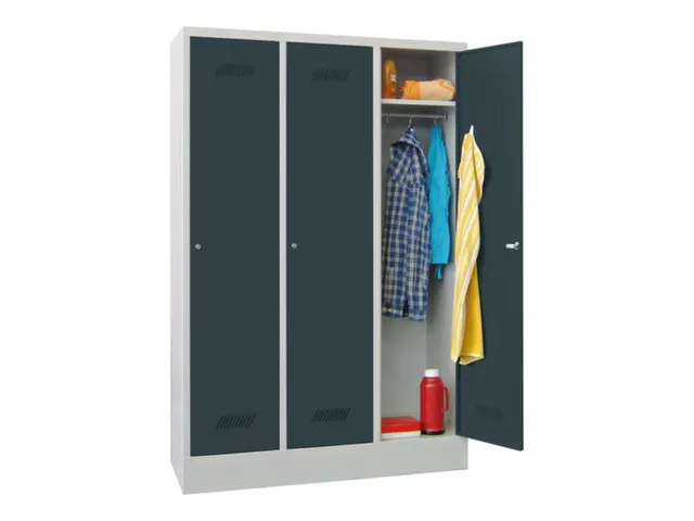 lockerkast,HxBxD 1850x1200x500mm,3vak,RAL7035,front RAL7016