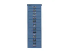 kantoor-ladekast HxBxD 860x279x380mm 15 laden romp + front blauw staal