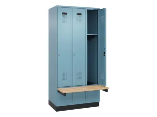 locker met bank,HxBxD 1950x900x815mm,3vak,vak B 300mm,cilinderslot - 1