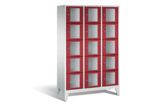 Lockerkast 1850x1200x500mm 3x5 vakken Cilinderslot Poten, RAL3003