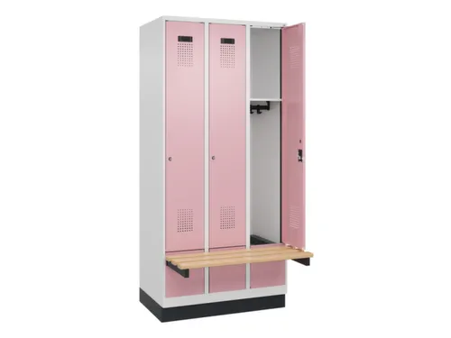 locker met bank,HxBxD 1950x900x815mm,3vak,vak B 300mm,cilinderslot