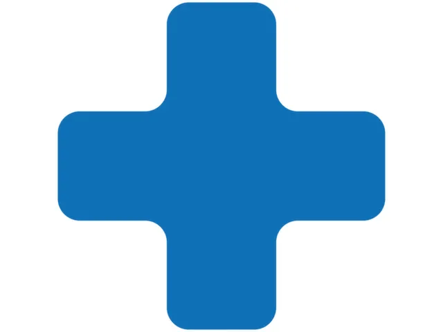 plaksymbool,plus,markering HxB 150x150mm,PVC,blauw