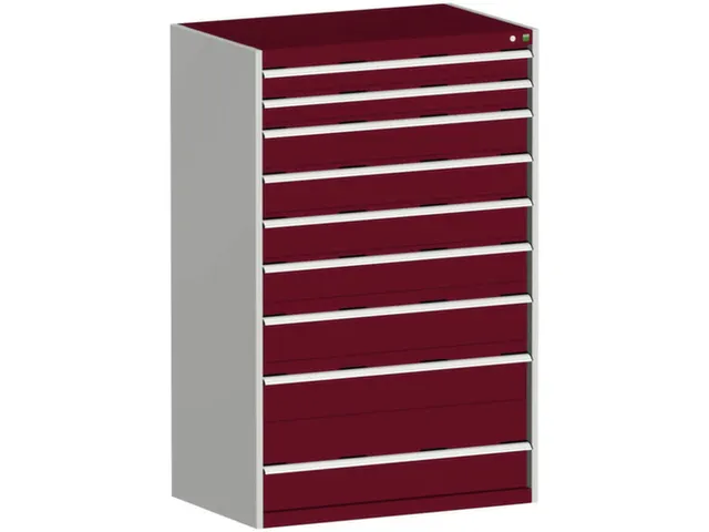 ladekast HxBxD 1600x1050x750mm 9laden RAL7035 front RAL3004