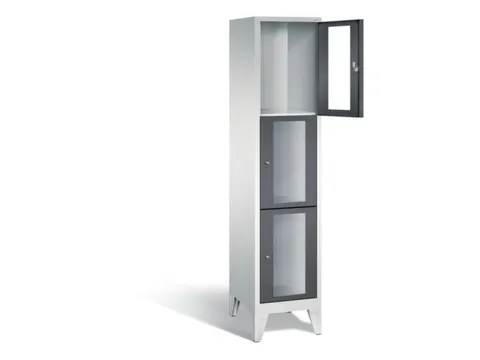 lockerkast 1850x420x500mm 1x3 vakken Cilinderslot Poten, RAL7021