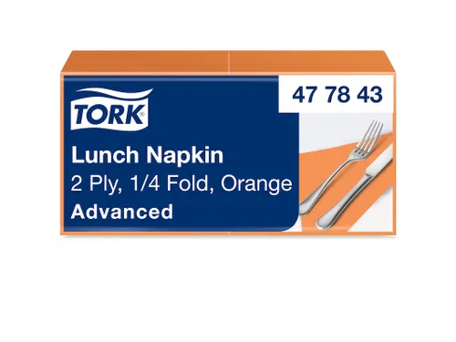 Tork 477843 Lunchservet Oranje 33x33cm 2-laags 1/4 vouw 10x200st