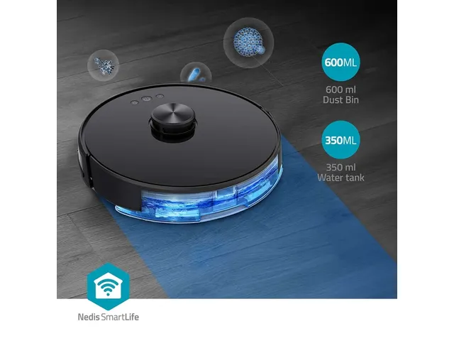 Robotstofzuiger Nedis wifi laser 3-in-1 zwart
