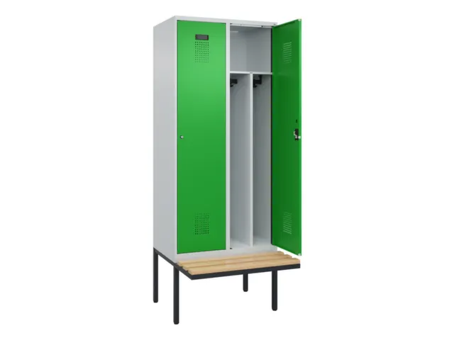 locker met bank,voor scheiding van kleding,HxBxD 2120x800x815mm,2vak