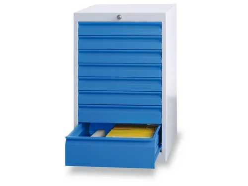 ladekast 800x500x600mm 8laden cilinderslot RAL7035 front RAL5012